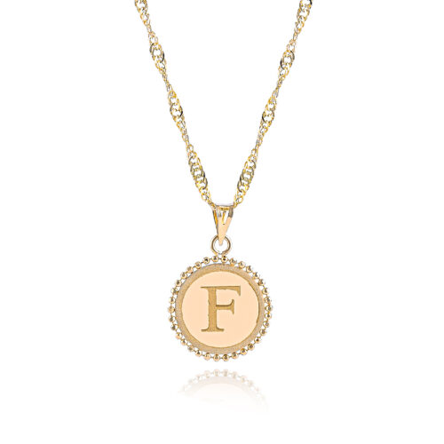 18K Gold 'F' Pendant Necklac