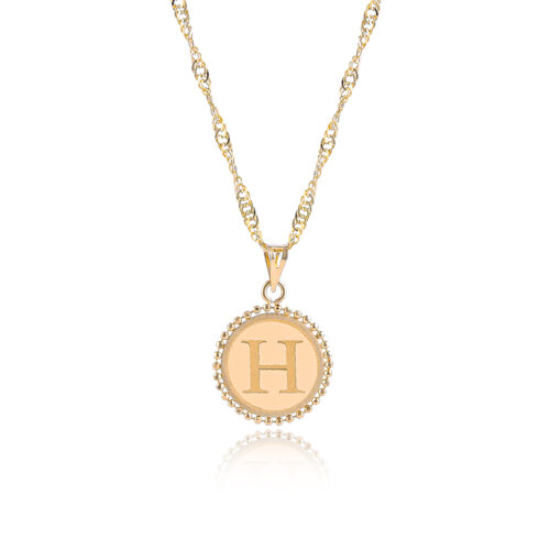 18K Gold 'H' Pendant Necklace