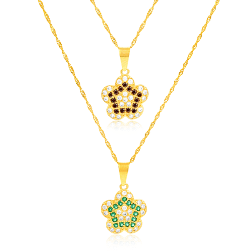 Golden Blossoms in a Pair – 2-Piece 22K Necklace Set at One Price!