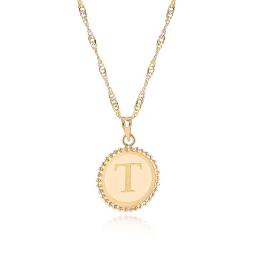 18K Gold 'T' Pendant Necklace