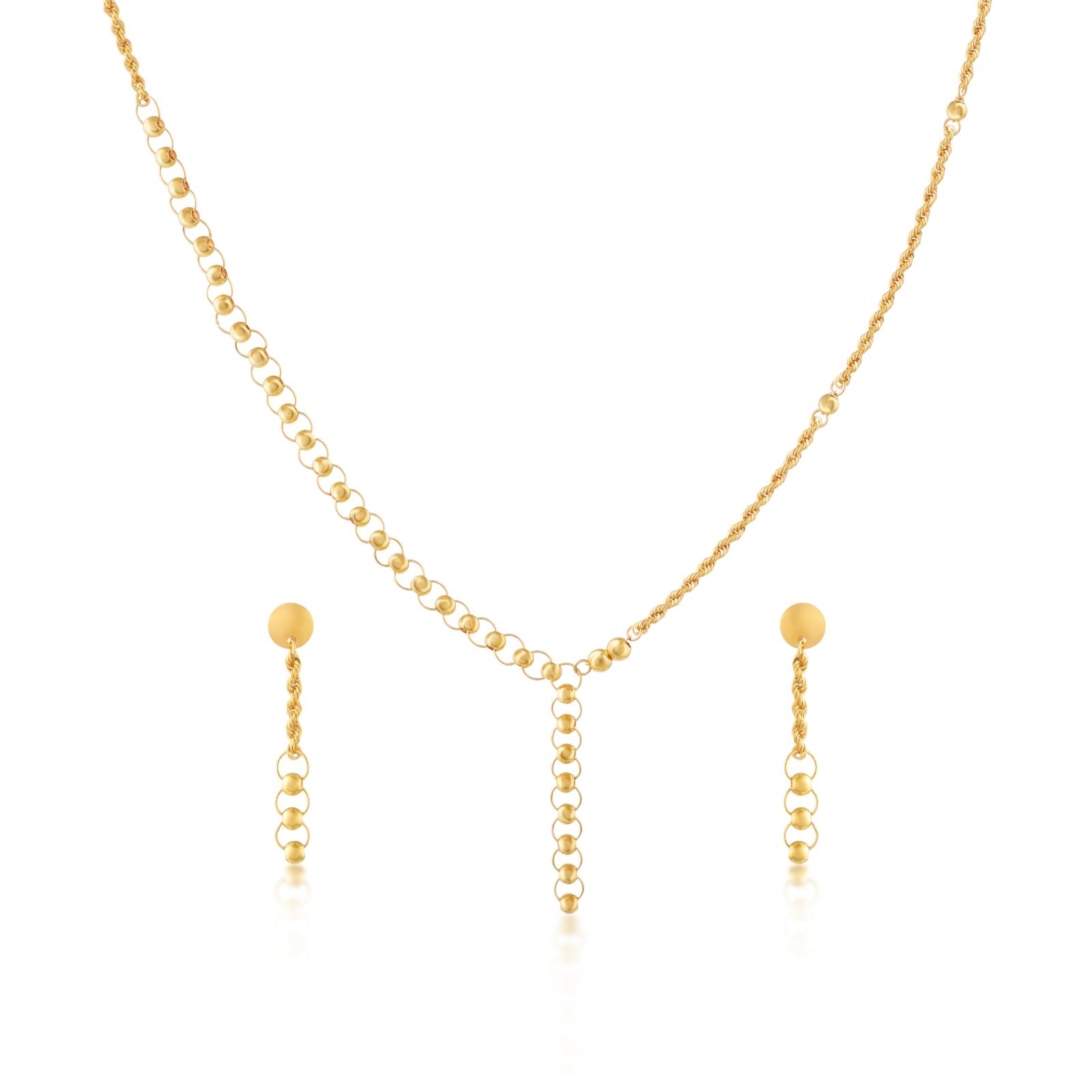 Timeless Beauty in 21K Gold – Lightweight Necklace Set at Bafleh Jewellery