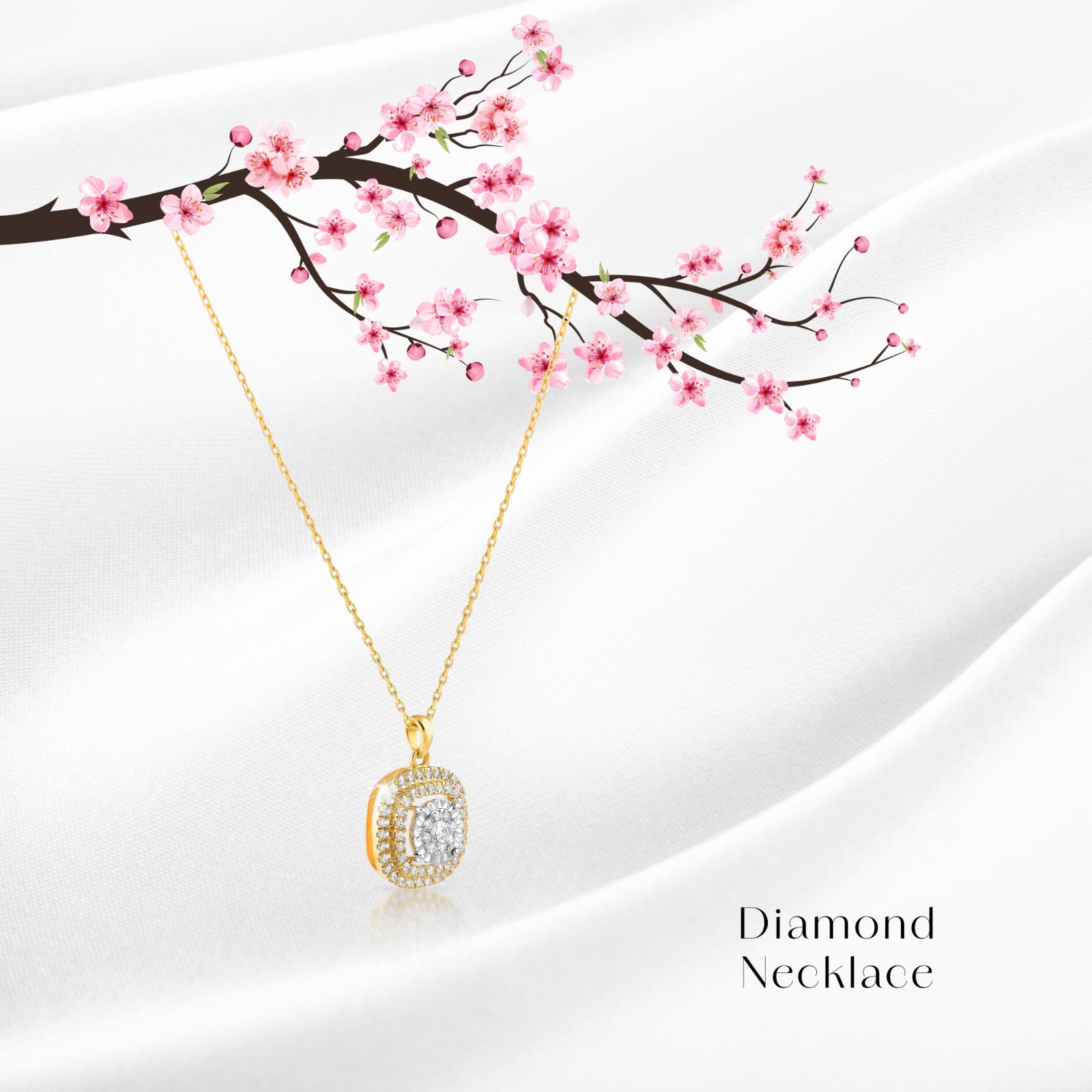 Timeless Sparkle: 18K Yellow Gold Diamond Necklace Only at Bafleh Jewellery