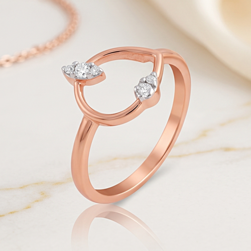 Timeless 18K Rose Gold Natural Diamond Ring by Bafleh Jewellery