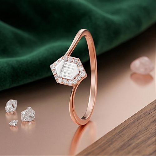 Exclusively Yours: Rose Gold Diamond Ring with IDT Certificate at Bafleh Jewellery
