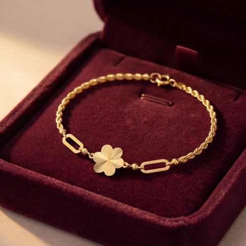 Bloom in Elegance with Our 18K Gold Flower Bracelet by Bafleh Jewellery