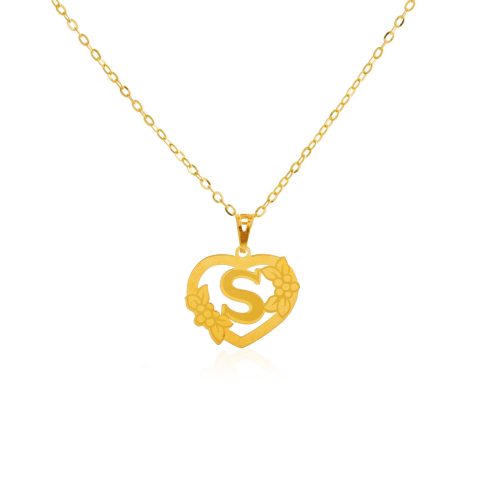 18K Gold 'S' Pendant Necklace