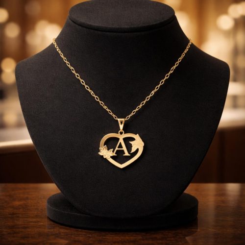 18K Gold 'A' Pendant Necklace