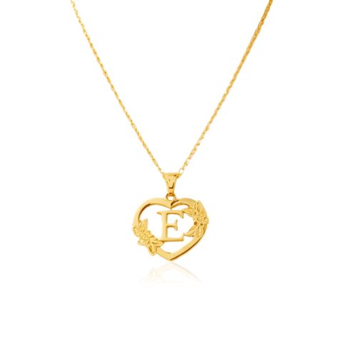 18K Gold 'E' Pendant Necklace