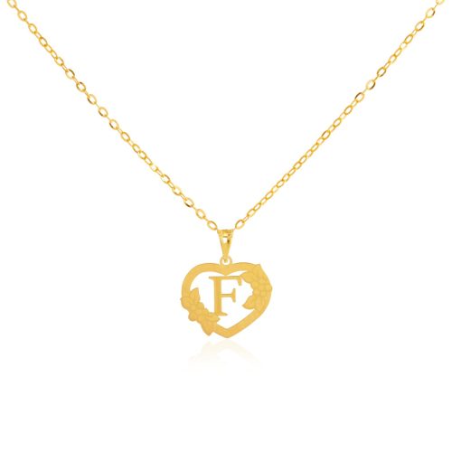 18K Gold 'F' Pendant Necklac
