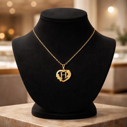 18K Gold 'H' Pendant Necklace