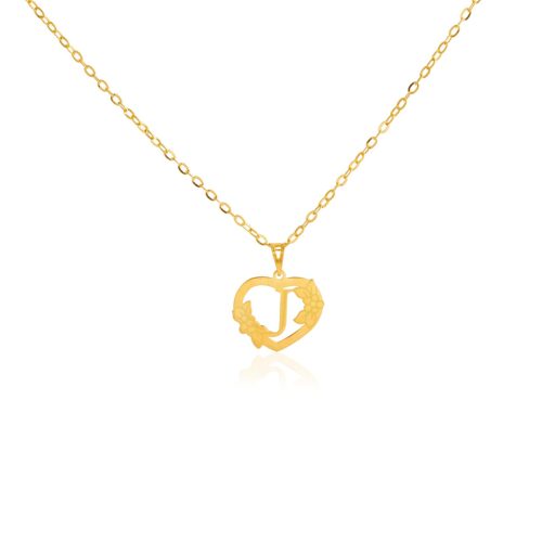 18K Gold 'J' Pendant Necklace