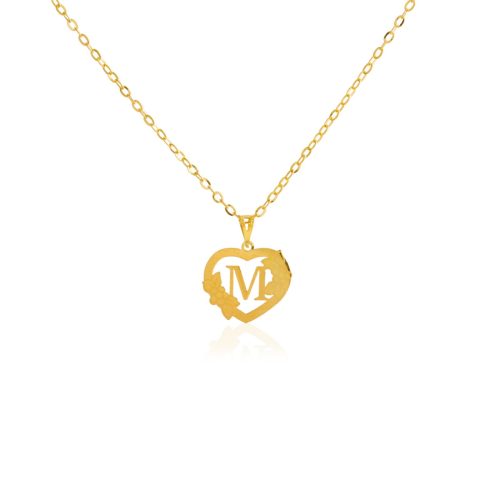 18K Gold 'M' Pendant Necklace
