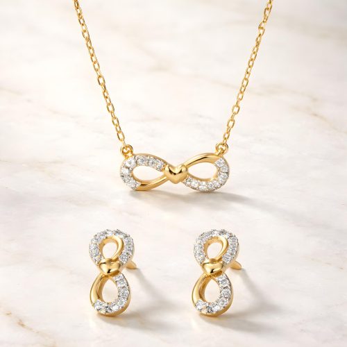 Bafleh Exclusive: Diamond Infinity Necklace Set in Yellow Gold