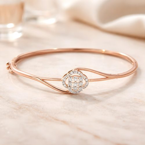 Exquisite 14K Gold Diamond Bangle with IDT Certified Natural Diamonds for Timeless Elegance