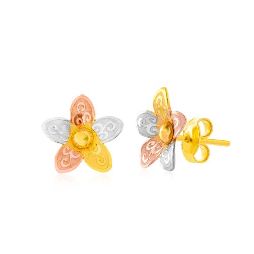 Elegant 22KT Gold Flower Earrings – Timeless Floral Charm by Bafleh Jewellery