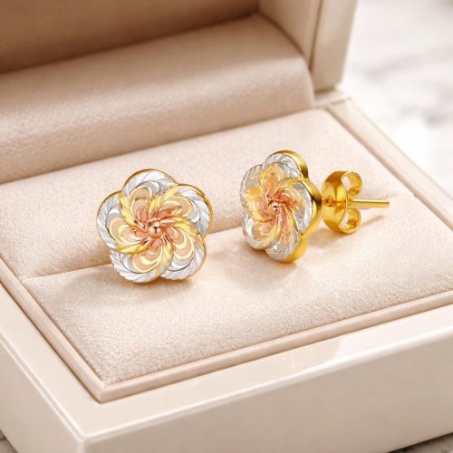 Delicate Floral Art in 22KT Gold – Signature Earrings by Bafleh Jewellery