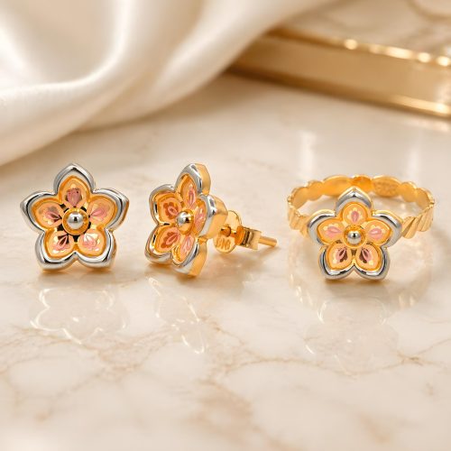 Elegant 22K Gold Earrings & Ring Sets Now Available at Bafleh Jewellery