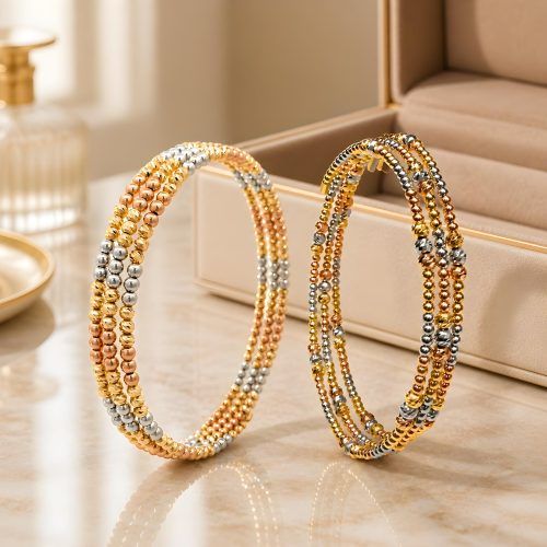 Elegant 18K Spring Gold Ring & Bangle Combos – Available at Bafleh Jewellery