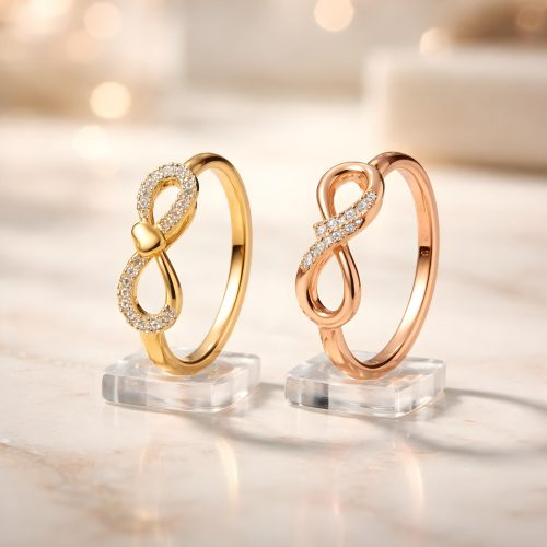 Special Offer: 2 Diamond Infinity Rings in Dual Colors at Bafleh Jewellery