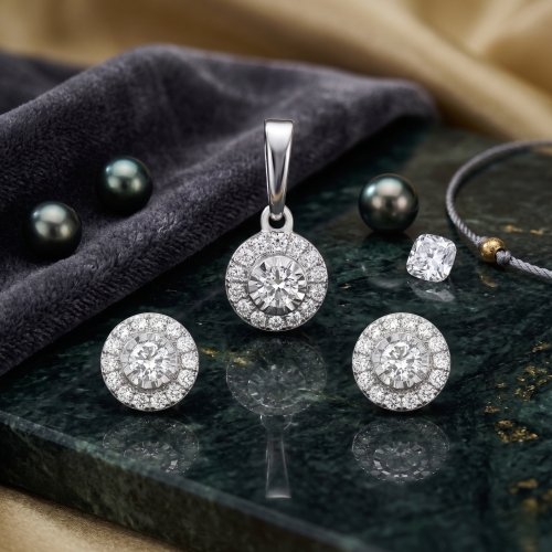 Sparkling Natural Diamond Pendant Set Crafted with Elegance