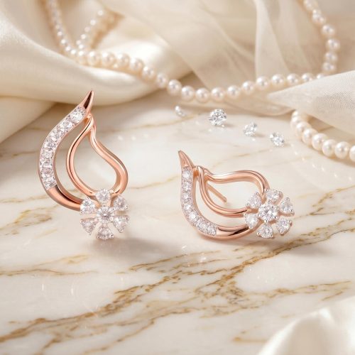 Elegant 14K Diamond Earrings Collection Available at Bafleh Jewellery