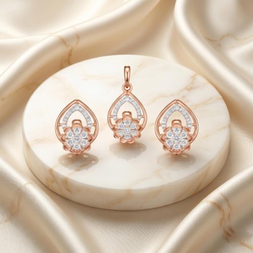Discover Sophisticated 14K Gold Pendant Set Creations at Bafleh Jewellery