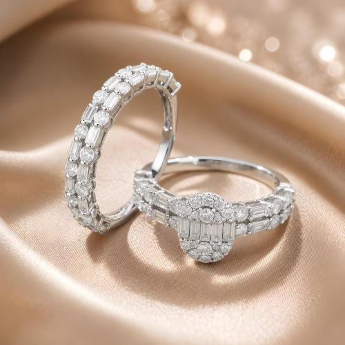 Premium 18K White Gold Twin Engagement Ring Collection – Bafleh Jewellery