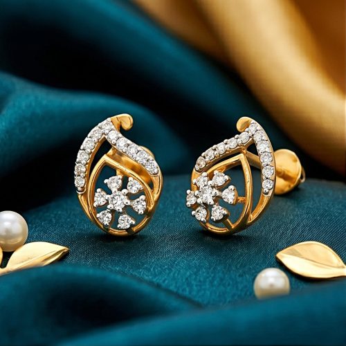 Natural Diamond Stud Earrings in 18K Gold with IDT Certificate
