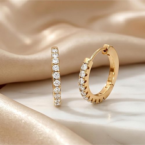Luxury 18K Gold Hoop Earrings with Certified Natural Diamonds