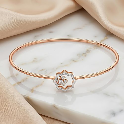 Bafleh Jewellery Persents 18KT Floral Lightweight Contemporary Design Certified Nautral Diamond Bangles