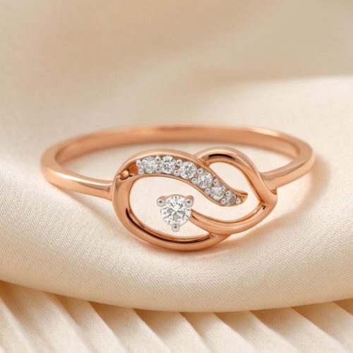 18K Rose Gold Natural Diamond Ring with IDT Certification
