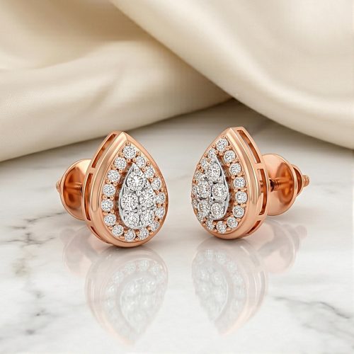 Premium 18K Gold Natural Diamond Stud Earrings with IDT Certification