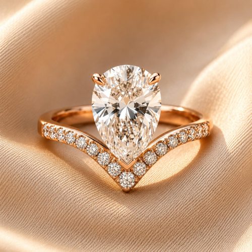 Elegant 18K Rose Gold Ring with Natural Diamonds – Bafleh Jewellery