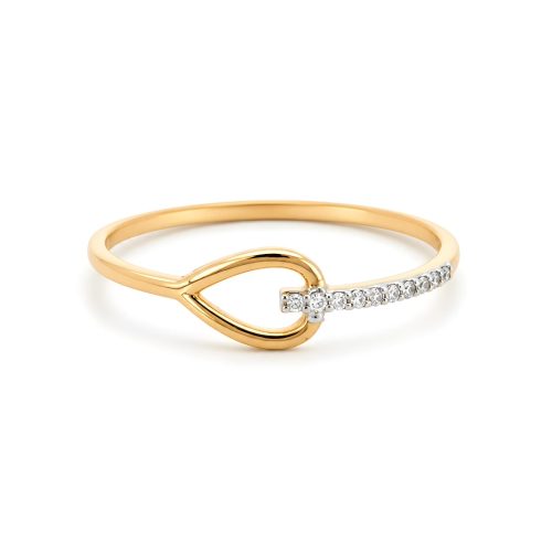 Elegant 18K Yellow Gold Ring with Natural Diamond & IDT Certification