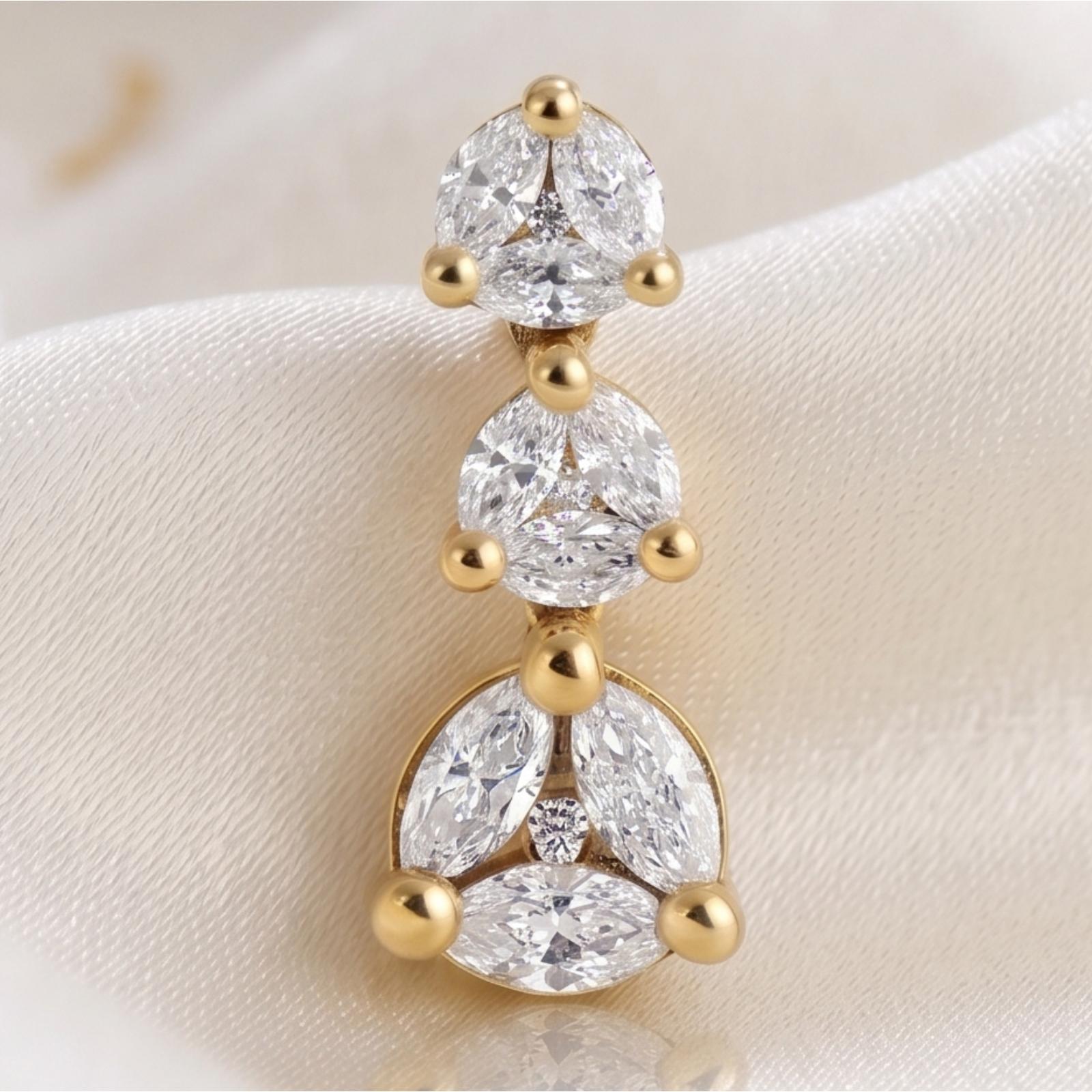 Exquisite 18K Yellow Gold Diamond Earrings with Authentic IDT Certification Only at Bafleh Jewellery - Image 4