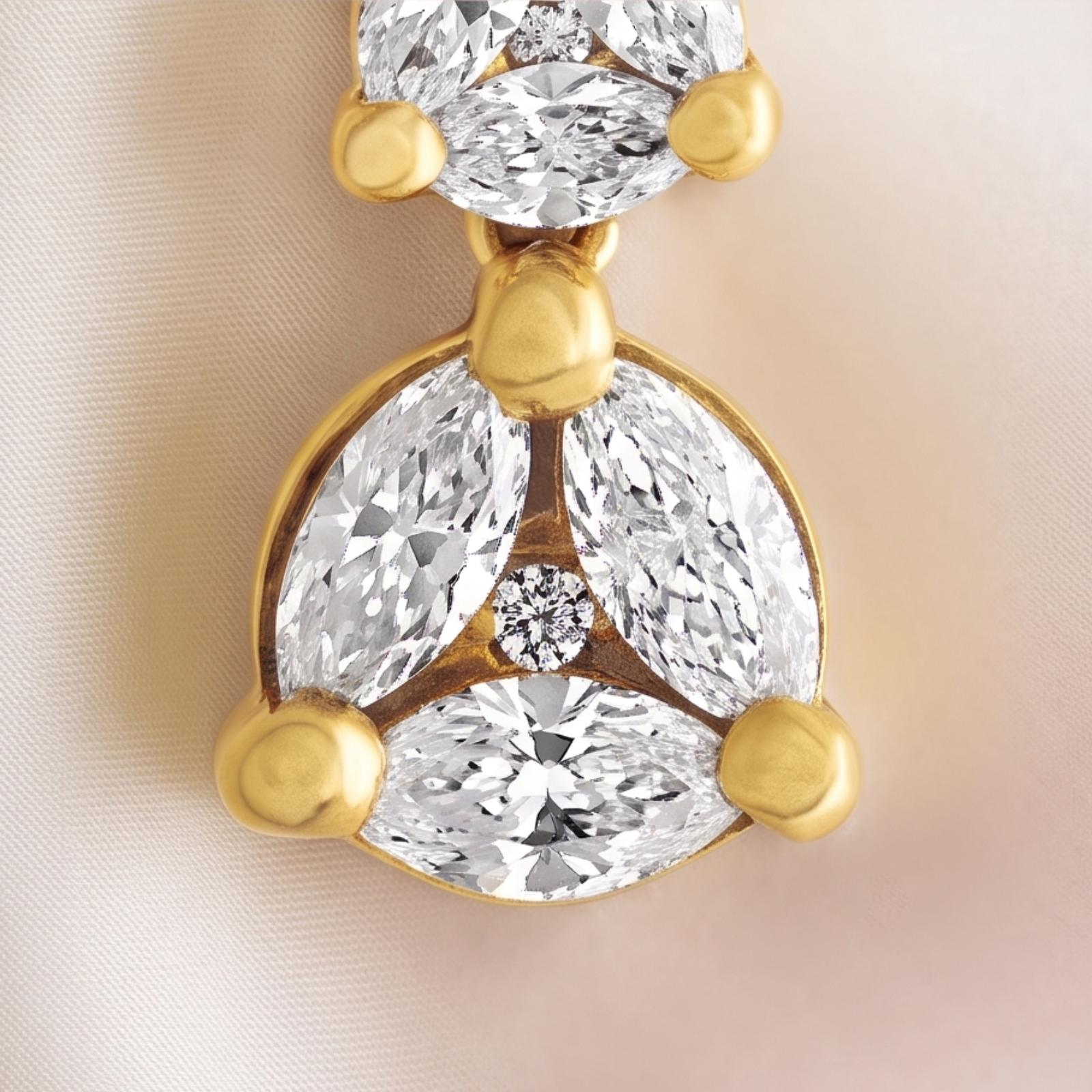 Exquisite 18K Yellow Gold Diamond Earrings with Authentic IDT Certification Only at Bafleh Jewellery - Image 2