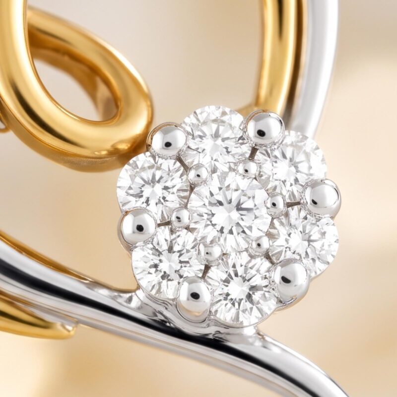 Alternative view of Elegant 18K Two-Tone Yellow & White Gold Heart Shape Natural Diamond Pendant Bafleh Jewellery