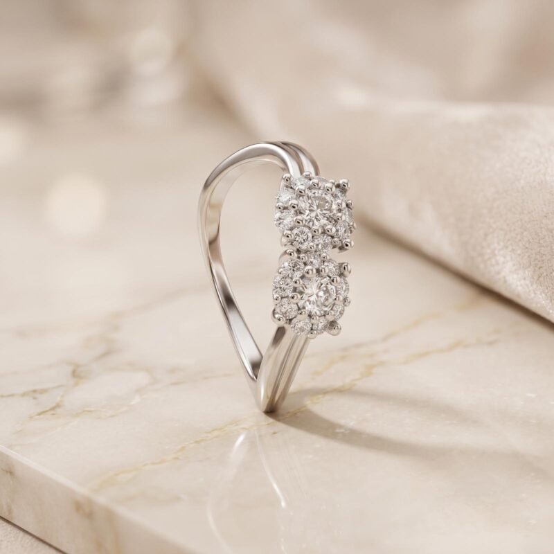Premium 18K White Gold Ring with Certified Natural Diamonds