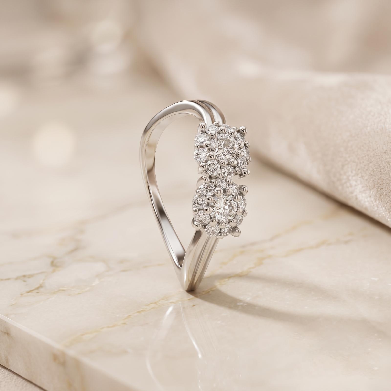Premium 18K White Gold Ring with Certified Natural Diamonds