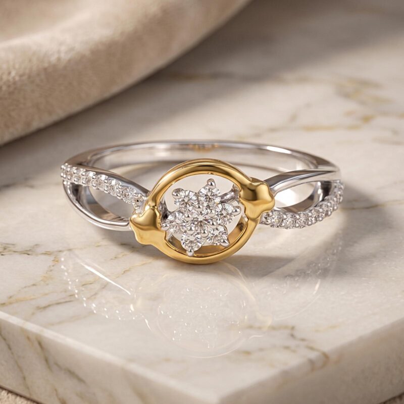 Alternative view of Premium 18K Yellow Gold & White Gold Diamond Ring Where Luxury Meets Craftsmanship