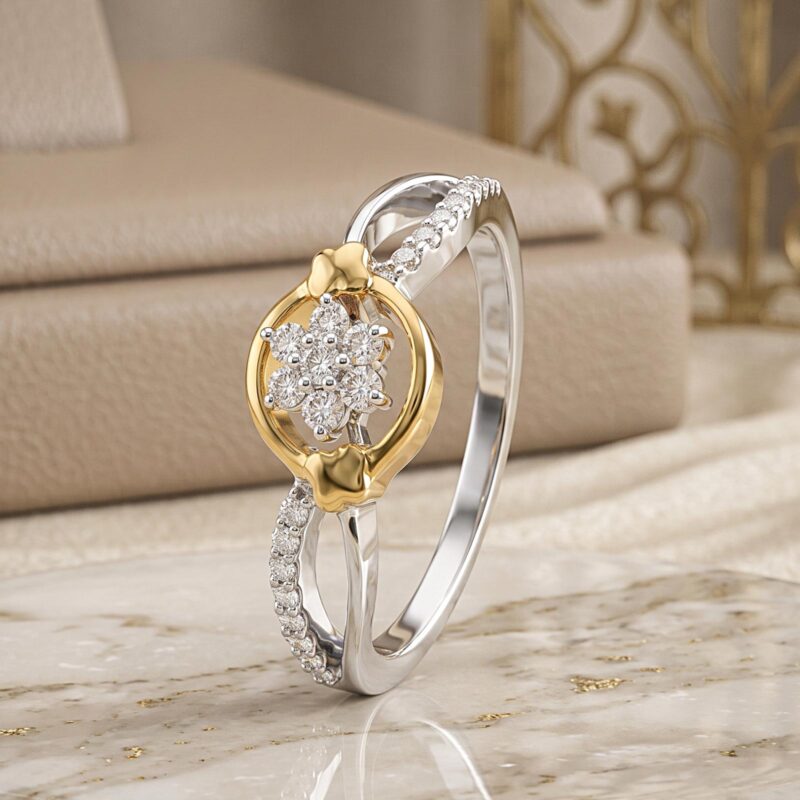 Premium 18K Yellow Gold & White Gold Diamond Ring Where Luxury Meets Craftsmanship
