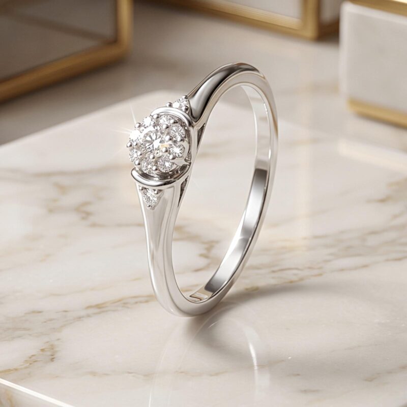 18K White Gold Diamond Ring with Natural Diamonds | A Symbol of Elegance & Brilliance