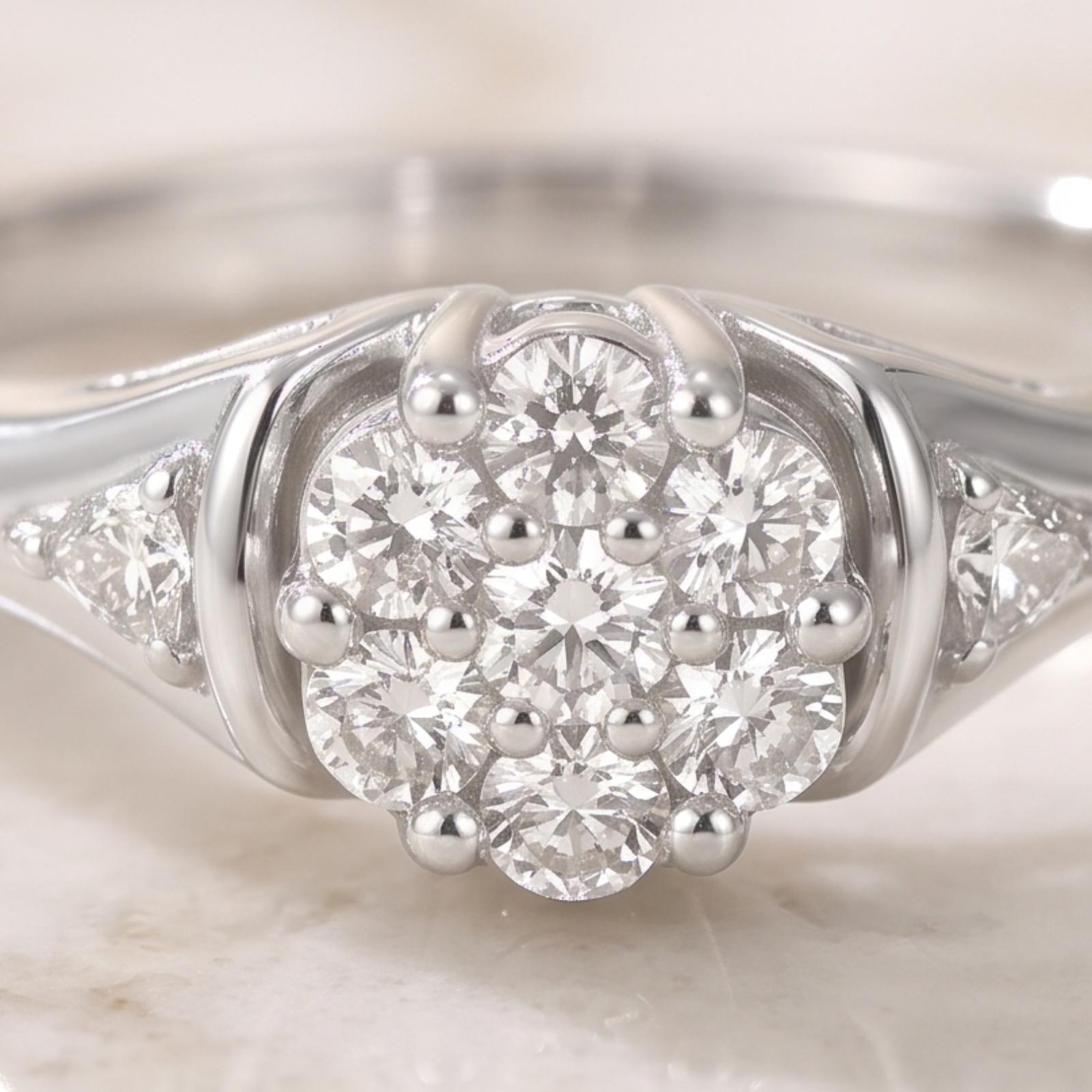 18K White Gold Diamond Ring with Natural Diamonds | A Symbol of Elegance & Brilliance - Image 2
