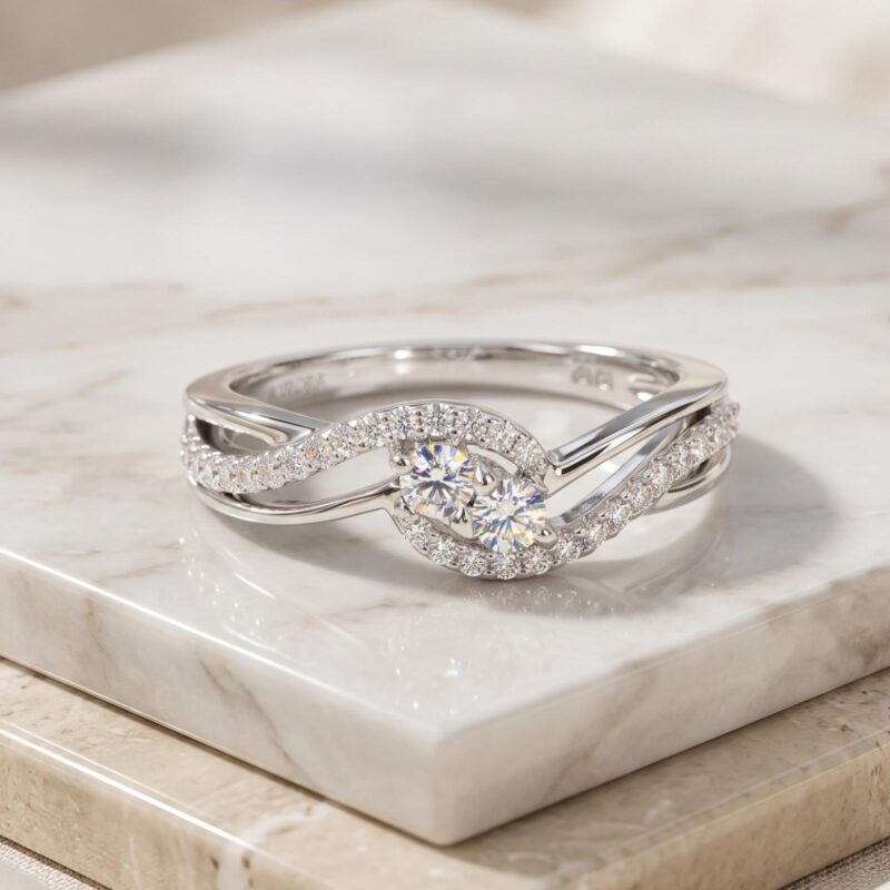 Alternative view of Luxury 18K White Gold Natural Diamond Ring Crafted for Elegance & Brilliance