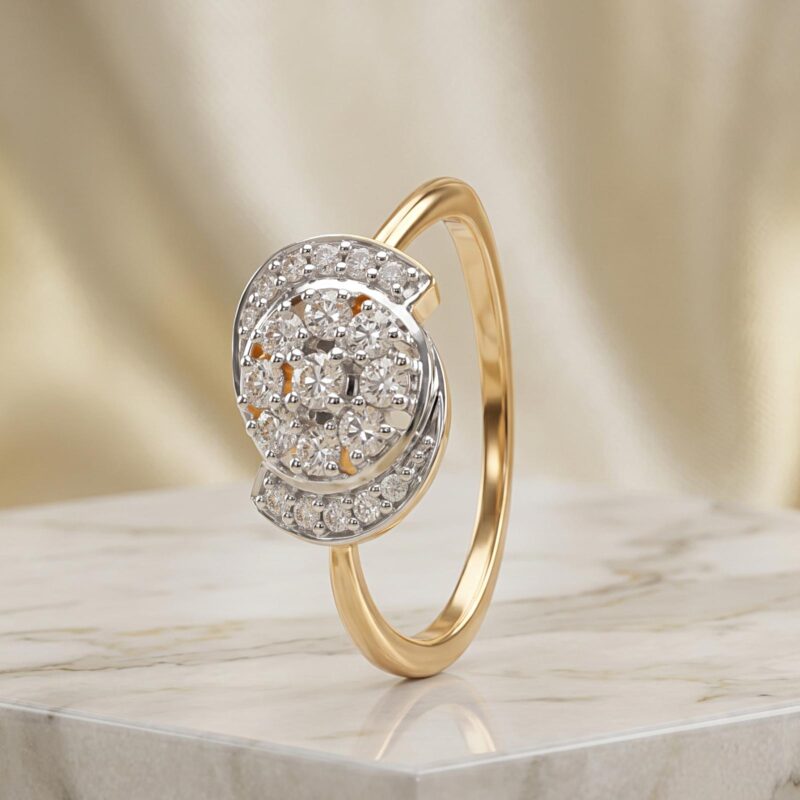 Shine with Elegance Premium 18K Yellow Gold Natural Diamond Ring Available at Bafleh Jewellery