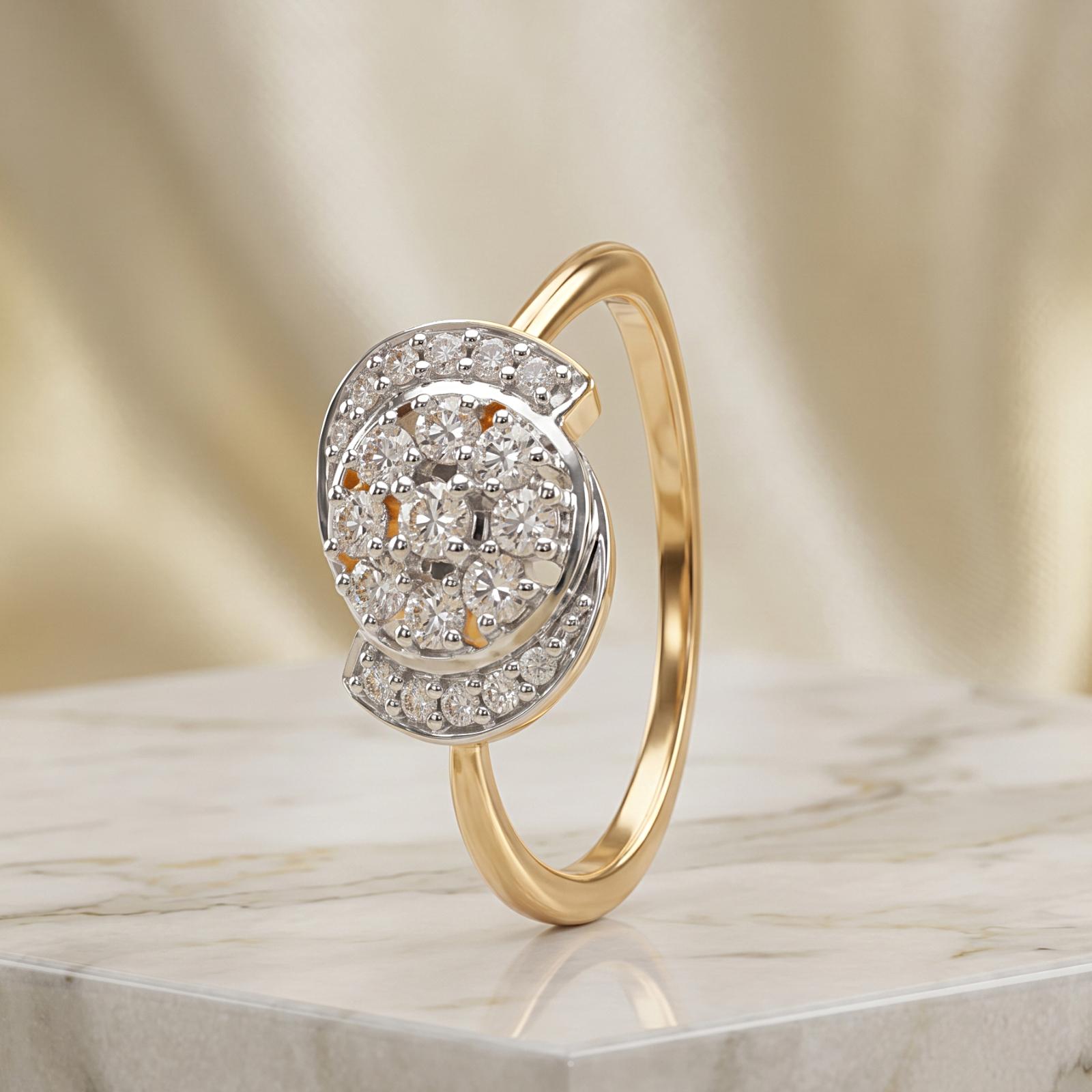Shine with Elegance Premium 18K Yellow Gold Natural Diamond Ring Available at Bafleh Jewellery
