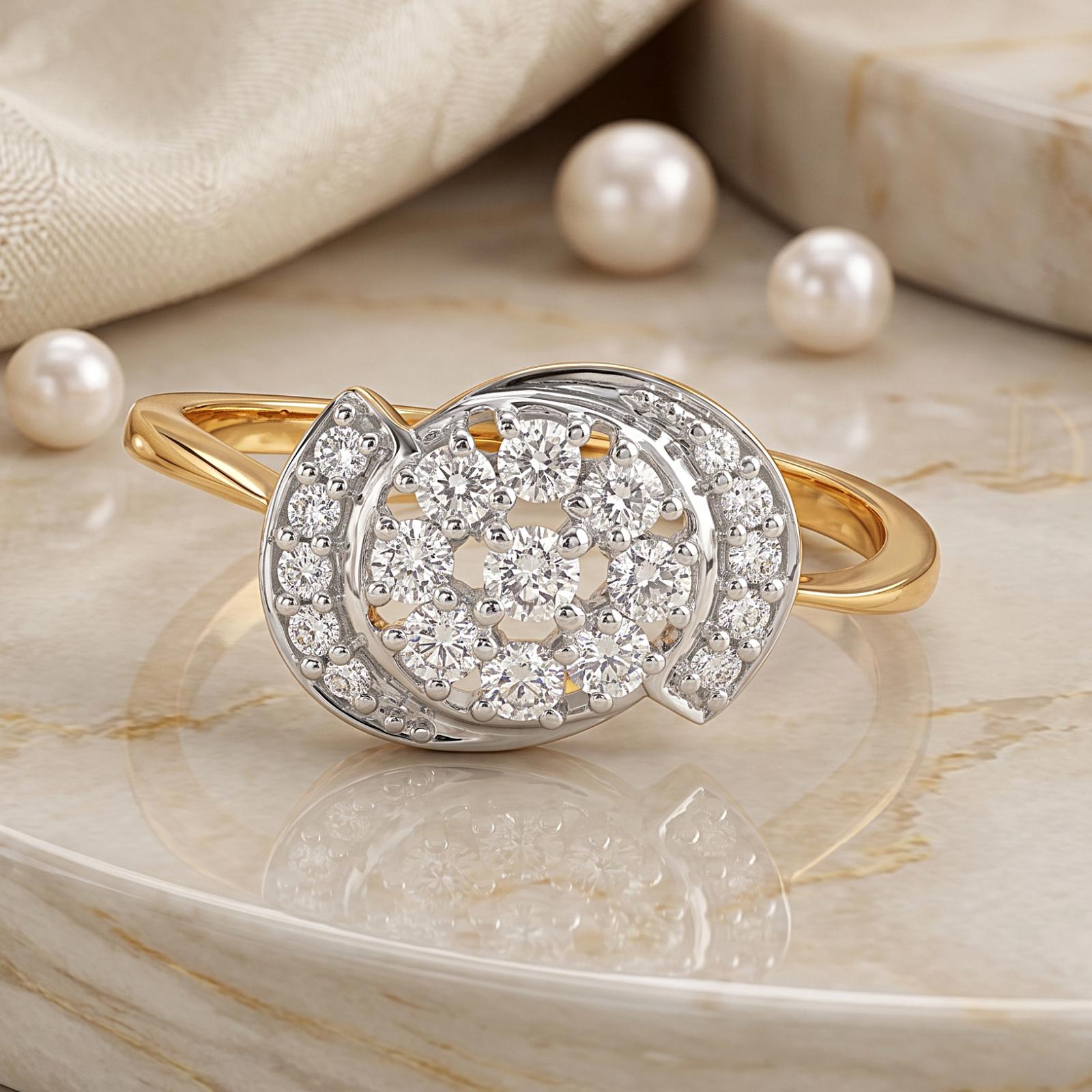 Shine with Elegance Premium 18K Yellow Gold Natural Diamond Ring Available at Bafleh Jewellery - Image 3