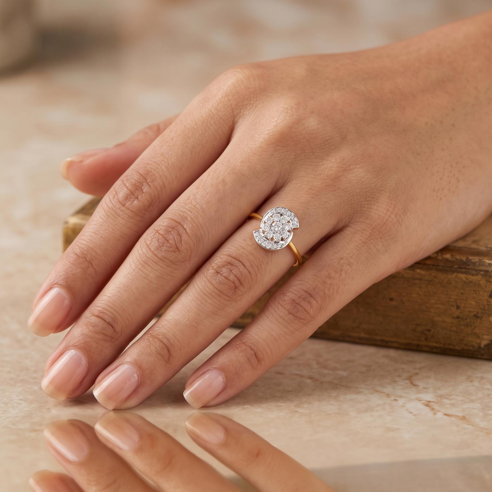 Shine with Elegance Premium 18K Yellow Gold Natural Diamond Ring Available at Bafleh Jewellery - Image 4