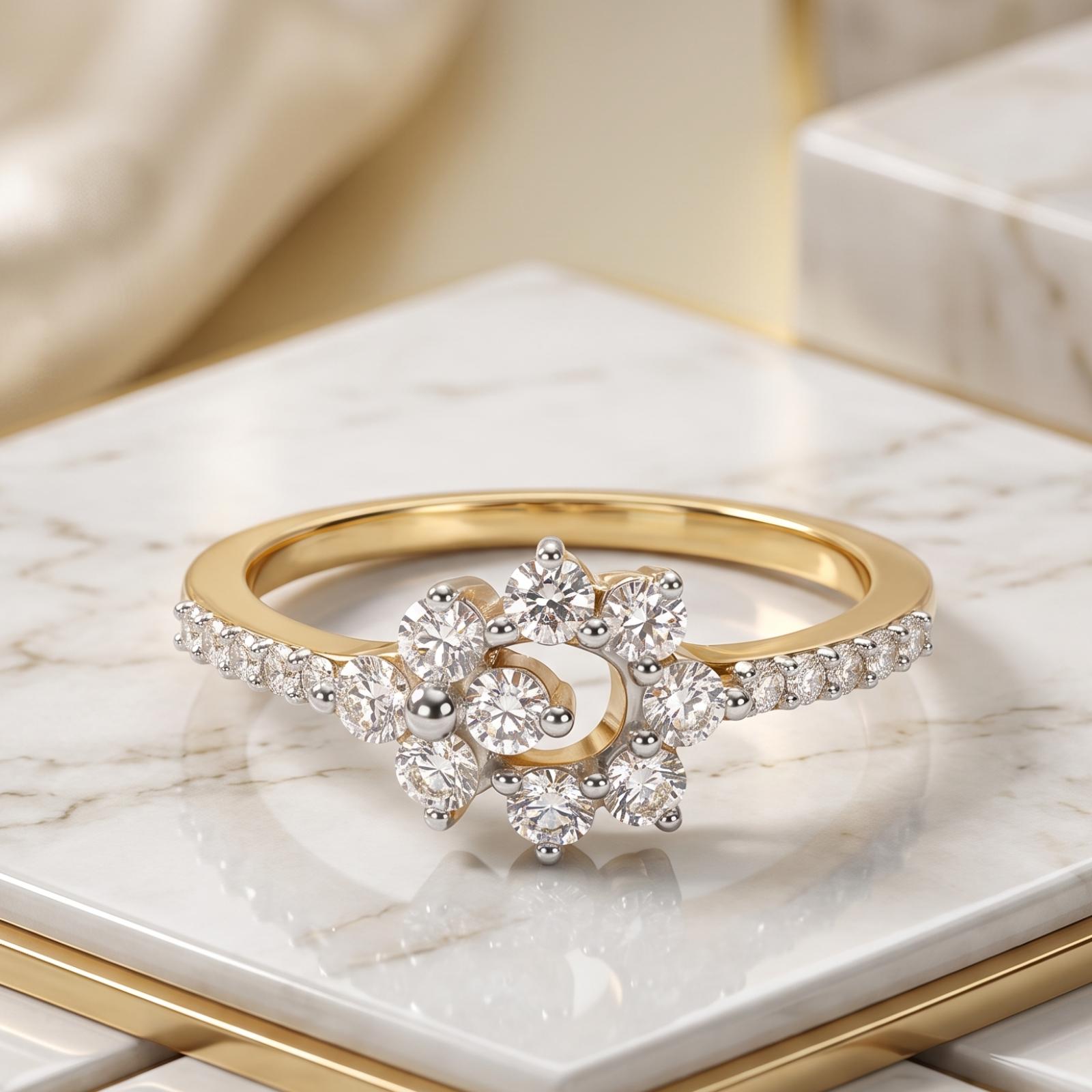 Exquisite 18K Yellow Gold & White Gold Diamond Ring Crafted with Natural Diamonds by Bafleh Jewellery - Image 3