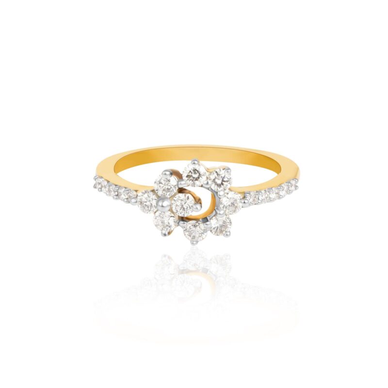 Exquisite 18K Yellow Gold & White Gold Diamond Ring Crafted with Natural Diamonds by Bafleh Jewellery